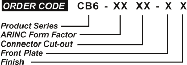 Order Code CB 600 Series